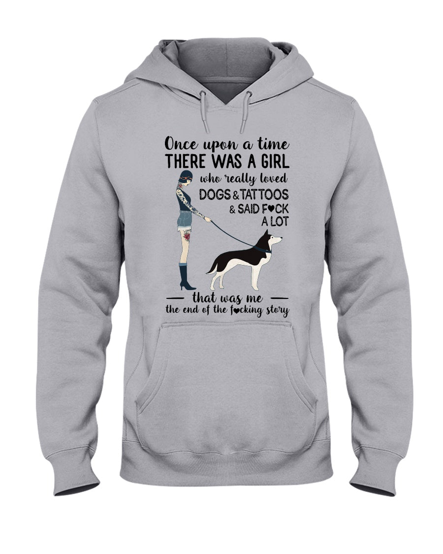 A Girl Really Loved Dogs And Tattoos  Unique Custom Design Hoodie