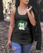 Load image into Gallery viewer, Bichon White And Green Clover Heart Design St Patrick's Day Gift For Dog Lovers Ladies Flowy Tank
