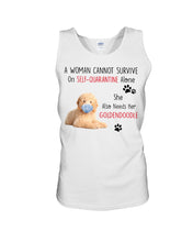 Load image into Gallery viewer, A Woman Can't Survive On Self-quarantine Alone Also Needs Golden Doodle Unisex Tank Top
