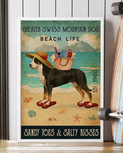 Load image into Gallery viewer, Beach Life Sandy Toes Greater Swiss Mountain Dog Gift For Dog Lovers Vertical Poster
