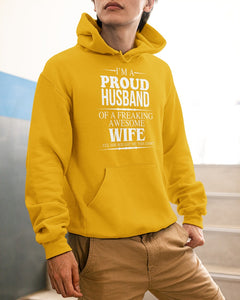 A Proud Husband Of A Freaking Awesome Wife Gift For Family Hoodie