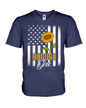 Load image into Gallery viewer, American Flag Sunflower Augustt Girl Trending For Birthday Gift Guys V-Neck
