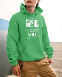 A Proud Husband Of A Freaking Awesome Wife Gift For Family Hoodie