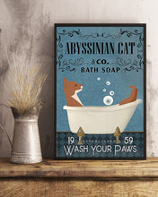 Load image into Gallery viewer, Abyssinian Cat Bath Soap Blue Gift For Dog Lovers Vertical Poster
