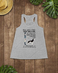A Girl Really Loved Dogs And Tattoos  Unique Custom Design Ladies Flowy Tank