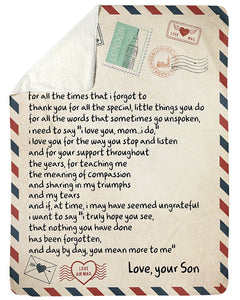 You Mean More To Me Mail Letter Son Gift For Mom Sherpa Blanket
