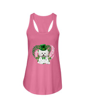Load image into Gallery viewer, Bichon White And Green Clover Heart Design St Patrick's Day Gift For Dog Lovers Ladies Flowy Tank
