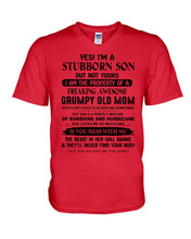 Load image into Gallery viewer, A Stubborn Son Of Freaking Awesome Grumpy Old Mom For Family Guys V-Neck
