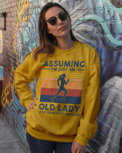Load image into Gallery viewer, Assuming I'm Just An Old Lady Was Your First Mistake Retro Vintage Sweatshirt
