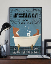 Load image into Gallery viewer, Abyssinian Cat Bath Soap Blue Gift For Dog Lovers Vertical Poster
