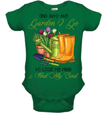 Load image into Gallery viewer, And Into The Garden I Go To Lose My Mind And I Find My Soul Baby Onesie
