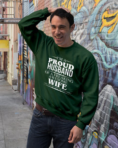 A Proud Husband Of A Freaking Awesome Wife Gift For Family Sweatshirt