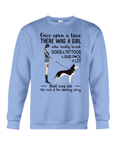 A Girl Really Loved Dogs And Tattoos  Unique Custom Design Sweatshirt