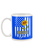 Load image into Gallery viewer, American Flag Sunflower Augustt Girl Trending For Birthday Gift Mug
