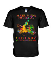 Load image into Gallery viewer, Assuming I'm Just An Old Lady Loves Motorbike For Sport Lovers Guys V-Neck
