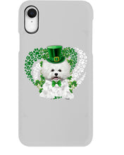 Load image into Gallery viewer, Bichon White And Green Clover Heart Design St Patrick's Day Gift For Dog Lovers Phone case

