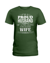 Load image into Gallery viewer, A Proud Husband Of A Freaking Awesome Wife Gift For Family Ladies Tee
