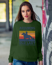 Load image into Gallery viewer, Assuming I'm Just An Old LAdy Was Your First Mistake Retro Vintage Sweatshirt
