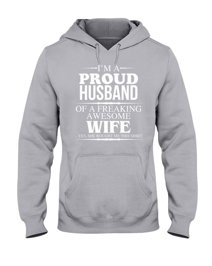 A Proud Husband Of A Freaking Awesome Wife Gift For Family Hoodie