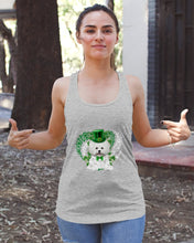 Load image into Gallery viewer, Bichon White And Green Clover Heart Design St Patrick's Day Gift For Dog Lovers Ladies Flowy Tank
