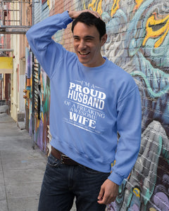 A Proud Husband Of A Freaking Awesome Wife Gift For Family Sweatshirt