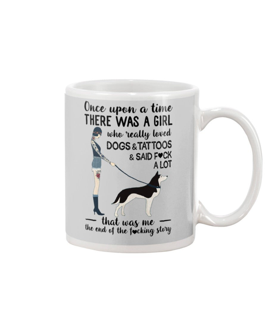 A Girl Really Loved Dogs And Tattoos  Unique Custom Design Mug
