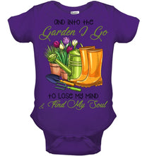 Load image into Gallery viewer, And Into The Garden I Go To Lose My Mind And I Find My Soul Baby Onesie
