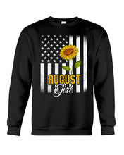 Load image into Gallery viewer, American Flag Sunflower Augustt Girl Trending For Birthday Gift Sweatshirt
