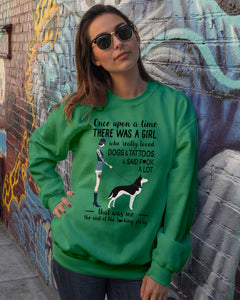 A Girl Really Loved Dogs And Tattoos  Unique Custom Design Sweatshirt