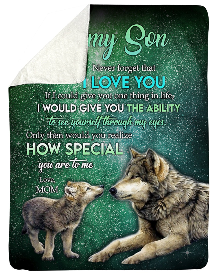 Wolves Galaxy How Special You Are Mom Gift For Son Sherpa Blanket