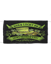 Load image into Gallery viewer, Born Lucky On Shamrock Happy St. Patrick's Day Printed Mug Cloth Face Mask
