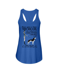 A Girl Really Loved Dogs And Tattoos  Unique Custom Design Ladies Flowy Tank