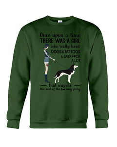 A Girl Really Loved Dogs And Tattoos  Unique Custom Design Sweatshirt