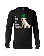Load image into Gallery viewer, Black Eared White Boxer Puppy Irish Today Green St. Patrick's Day Printed Mug Unisex Long Sleeve
