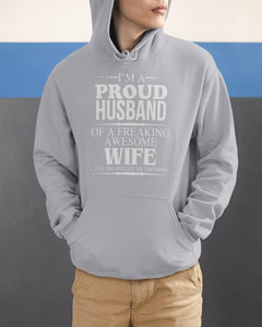 A Proud Husband Of A Freaking Awesome Wife Gift For Family Hoodie