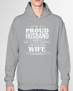 A Proud Husband Of A Freaking Awesome Wife Gift For Family Hoodie