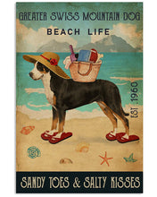 Load image into Gallery viewer, Beach Life Sandy Toes Greater Swiss Mountain Dog Gift For Dog Lovers Vertical Poster

