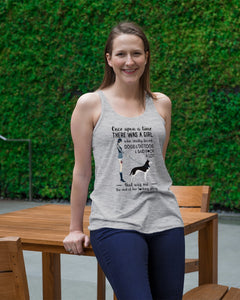 A Girl Really Loved Dogs And Tattoos  Unique Custom Design Ladies Flowy Tank