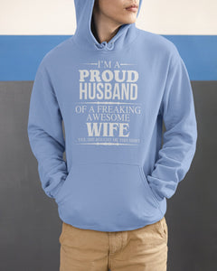 A Proud Husband Of A Freaking Awesome Wife Gift For Family Hoodie