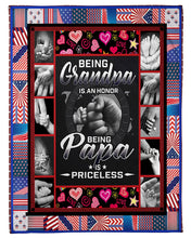 Load image into Gallery viewer, Being Grandpa Is An Honor Being Papa Is Priceless Fleece Blanket
