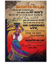Load image into Gallery viewer, African Woman Mom Gift For Daughter In Law You're The Love Of His Life His Cherished Wife Vertical Poster
