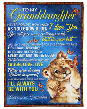 Load image into Gallery viewer, Baby Lion Butterflies Always Be With You Grandma Gift For Granddaughter Fleece Blanket

