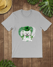 Load image into Gallery viewer, Bichon White And Green Clover Heart Design St Patrick's Day Gift For Dog Lovers Guys Tee
