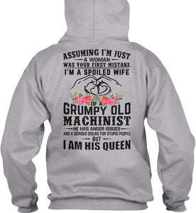 A Spoiled Wife Of Grumpy Old   Machinist     For Personalized Job Gift Hoodie
