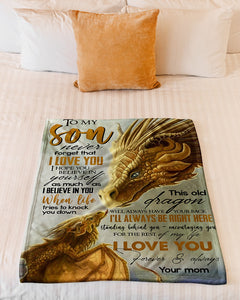 Yellow Dragon I'll Always Be Right There Standing Beside You Mom Gift For Son Fleece Blanket