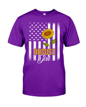 Load image into Gallery viewer, American Flag Sunflower Augustt Girl Trending For Birthday Gift Guys Tee
