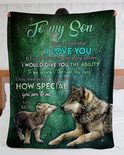 Load image into Gallery viewer, Wolves Galaxy How Special You Are Mom Gift For Son Sherpa Blanket
