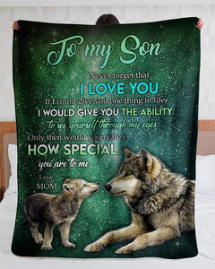 Wolves Galaxy How Special You Are Mom Gift For Son Sherpa Blanket