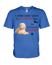 Load image into Gallery viewer, A Woman Can't Survive On Self-quarantine Alone Also Needs Golden Doodle Guys V-Neck
