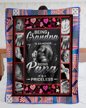 Load image into Gallery viewer, Being Grandpa Is An Honor Being Papa Is Priceless Sherpa Blanket
